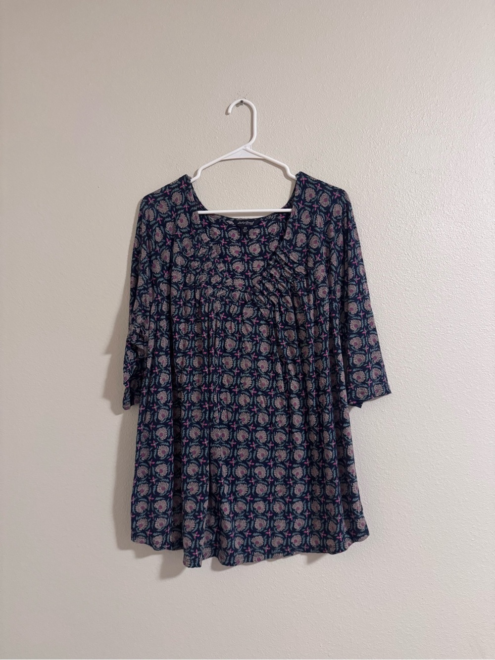 Lucky Brand Navy tunic with Pink Floral Print